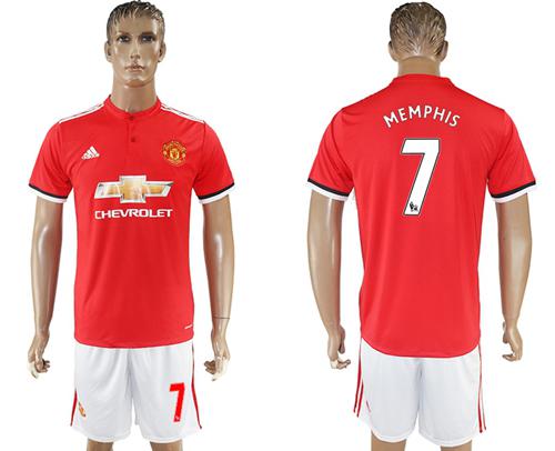 Manchester United #7 Memphis Red Home Soccer Club Jersey